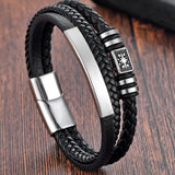 Stainless Steel Braided Rope Leather Bracelet - 5 Designs