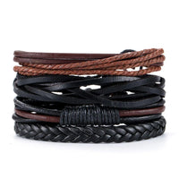 Multi Strand Leather Braided Bracelet - 23 Options
