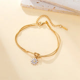 Stainless Steel Flower Knot Double Snake Chain Bracelet - 10 Options
