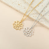 Stainless Steel Hollow Sunflower Necklace - 4 Options
