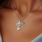 Stainless Steel Birthstone Birth Flower Necklace - 12 Options