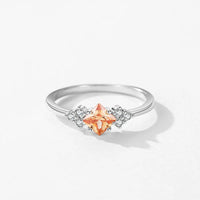 925 Sterling Silver Geometric Champagne & Clear Ring