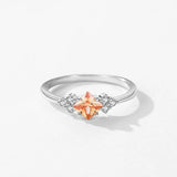 925 Sterling Silver Geometric Champagne & Clear Ring