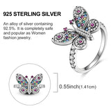 925 Sterling Silver Colourful Butterfly Ring