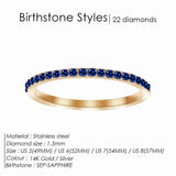 Stainless Steel Birthstone Crystal Eternity Ring - 2 Options