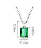 925 Sterling Silver Emerald Cut Pendant Necklace - 5 Colours