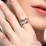 925 Sterling Silver Heart-Shaped Wide Ring