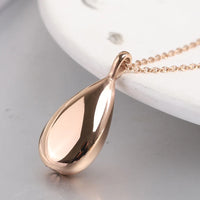 Stainless Steel Water Droplet Urn Pendant Necklace - 4 Colours