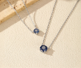 925 Sterling Silver Rose Cut Royal Blue CZ Octagon Necklace - 2 Options