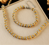 Stainless Steel Metal 2-Colour Necklace/Bracelet/Set - 2 Designs