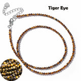 Fashion Faceted 2mm Natural Stone Bead Necklace - 31 Options
