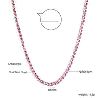 Stainless Steel Crystal Tennis Necklace - 6 Options