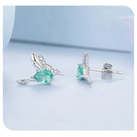 925 Sterling Silver CZ Bird Stud Earrings