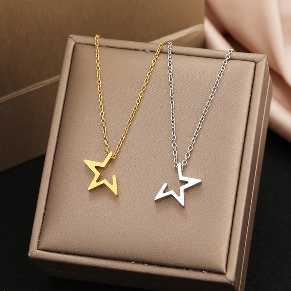 Stainless Steel Incomplete Star Necklace - 2 Colours