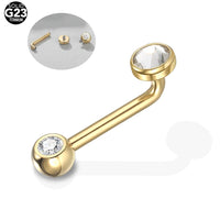 G23 Titanium CZ Curved Barbell Vertical Hood Lip Piercing - 2 Colours