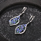 Fashion Blue Flower Dangle Earrings