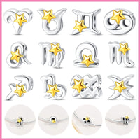 925 Sterling Silver Golden Star 12 Zodiac Charm