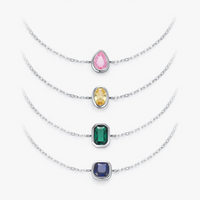 925 Sterling Silver Fashion Cubic Zirconia Geometric Design Bracelet - 4 Options