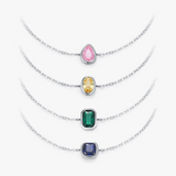 925 Sterling Silver Fashion Cubic Zirconia Geometric Design Bracelet - 4 Options