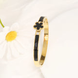 Stainless Steel Enamel Flower Gold Colour Bangle - 6 Colours