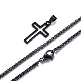 Stainless Steel Hollow Cross Necklace - 4 Lengths - 4 Chain Types - 3 Colours