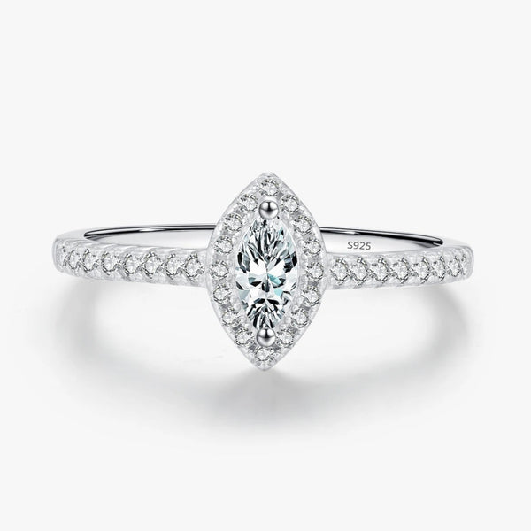 925 Silver Marquise Cut CZ Ring