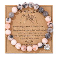 Natural Stone Family Themed Bead Bracelet - 3 sizes - 33 Options