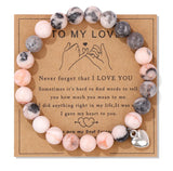 Natural Stone Family Themed Bead Bracelet - 3 sizes - 33 Options