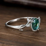 Fashion Vintage Green Moss Oval Leaf Twine Ring