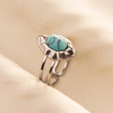 Stainless Steel Turquoise Colour Open Ring - 56 Options