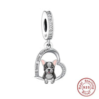 925 Silver Love You Forever Dog Hanging Charm - 33 Options
