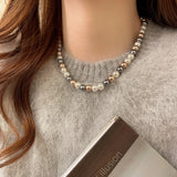 Fashion Mixed Colour Simulated Pearl Beaded Necklace - 3 Options