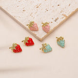Stainless Steel Gold Colour Strawberry Stud Earrings - 3 Colours