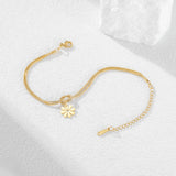 Stainless Steel Daisy Knot Double Layer Snake Chain Bracelet - 2 Options