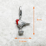 925 Sterling Silver Red Robin Hanging Charm - 2 Options