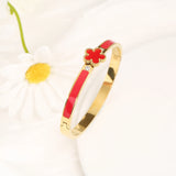 Stainless Steel Enamel Flower Gold Colour Bangle - 6 Colours