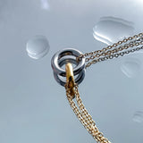 Stainless Steel Smooth Circle Double Chain Necklace - 3 Options