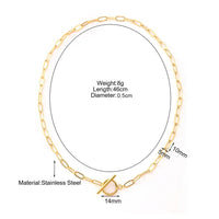 Stainless Steel Oval Link T Bar Necklace - 2 Colours