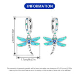925 Sterling Silver Dragonfly Hoop Drop Earrings