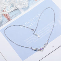 925 Sterling Silver Purple CZ Collarbone Necklace