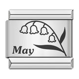 Stainless Steel Birthday Flower Italian Charm -- 12 Options