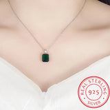 925 Sterling Silver Emerald Cut Pendant Necklace - 5 Colours