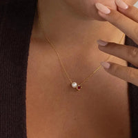 Stainless Steel Imitation Pearl/Birthstone Pendant Necklace - 12 Options