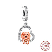 925 Silver Love You Forever Dog Hanging Charm - 33 Options