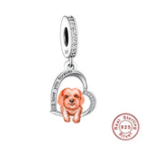 925 Silver Love You Forever Dog Hanging Charm - 33 Options