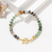 Natural Stone Rondelle Bead Bracelet - 5 Options