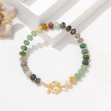 Natural Stone Rondelle Bead Bracelet - 5 Options