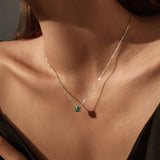 925 Sterling Silver Rose Cut Paraiba Blue/Green CZ Octagon Necklace - 2 Options