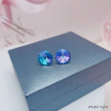S925 Sterling Silver Multi Faceted 12MM Round Crystal Studs - 8 Options