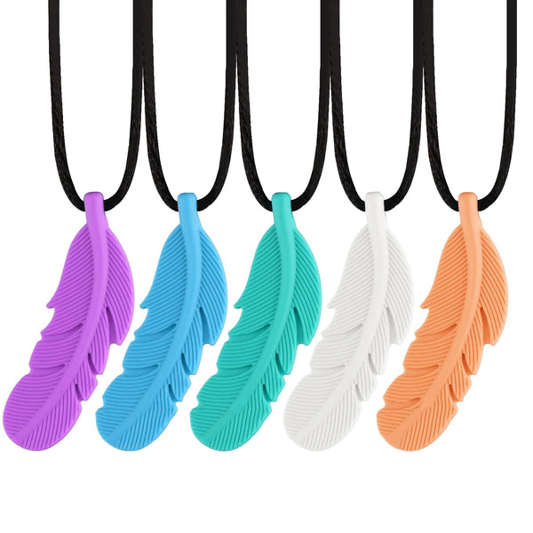 Food-grade Silicone Feather Chew Necklace - 5 Options